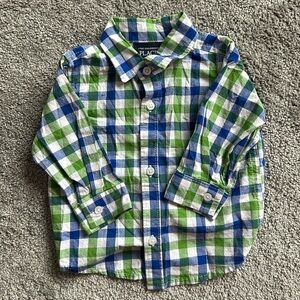 THE CHILDREN’S PLACE blue and green check dress shirt